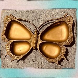 1970's Lg Brass Butterfly Tray
